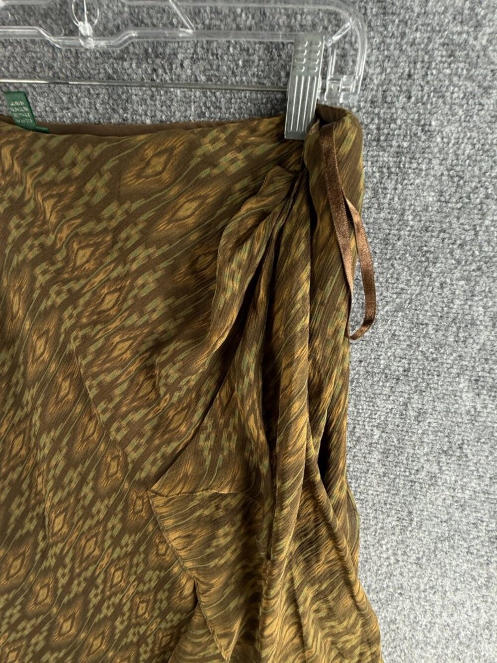 NWT Lauren Ralph Lauren TAHITI Silk Modern Brown Green Ruffle Skirt Size Medium - Picture 8 of 16